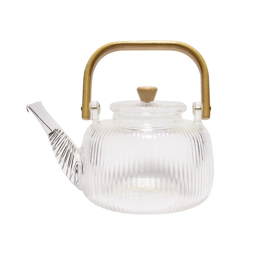 TEXTURED GLASS TEAPOT WITH BAMBOO HANDLE 800ML