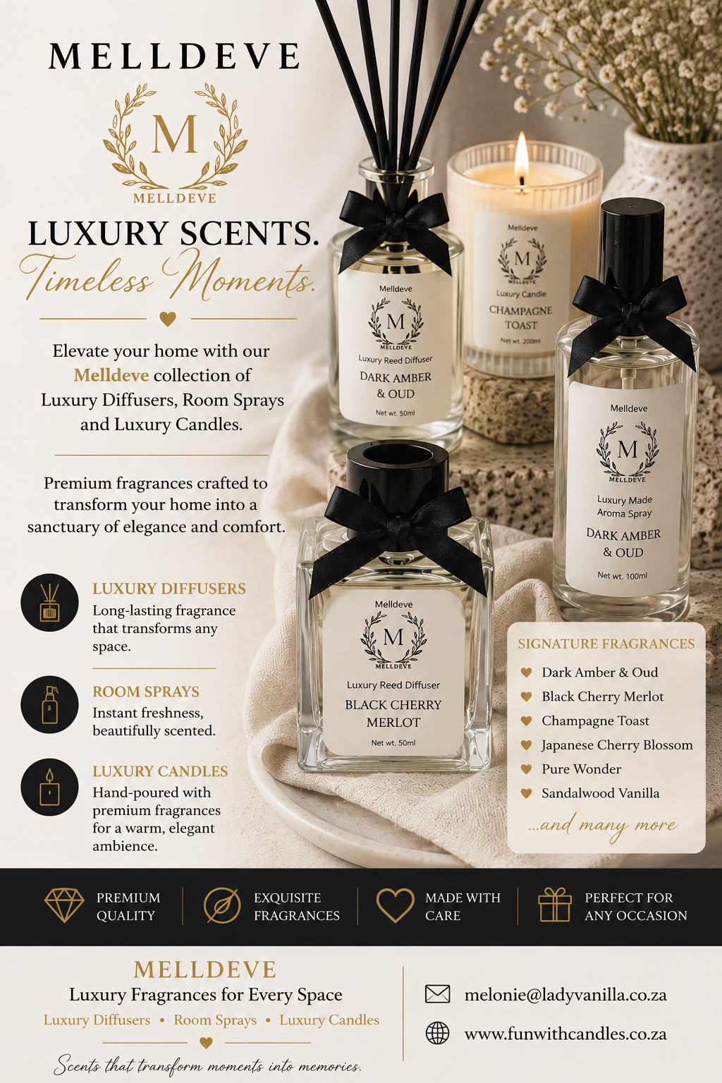 Introducing the Melldeve Luxury Home Fragrance Collection